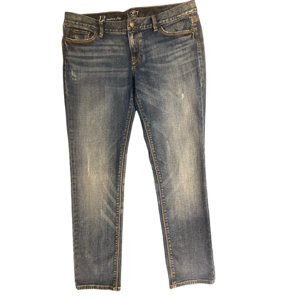 Ann Taylor Loft Jeans Women’s 12 Blue Medium Wash Modern Slim Mid Rise